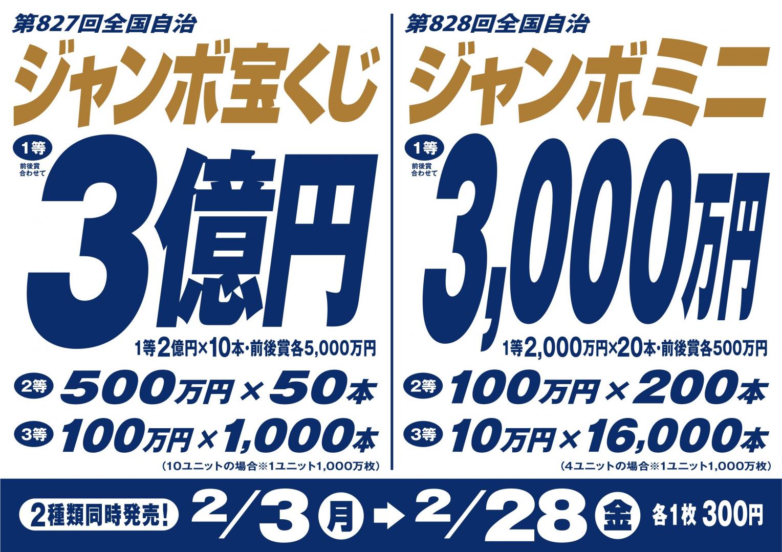 2種類のジャンボ宝くじを同時発売!